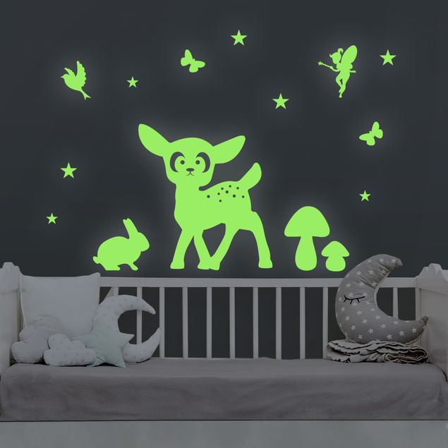 Autocolantes de parede espaço Wall Decal Night Glow Set Animal In the Forest