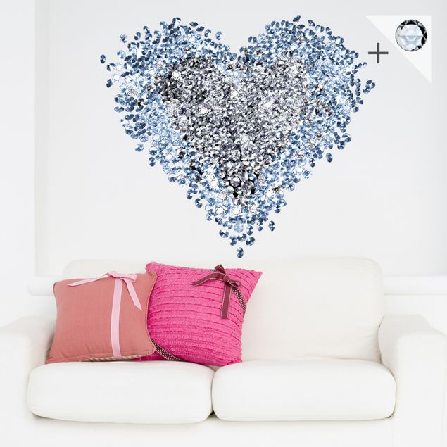 Wall sticker - No.421 Diamond Heart + 15 CRYSTALLIZED™ Swarovski-Stones Set