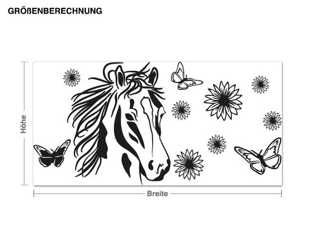Animal print wall stickers Horse with flowers