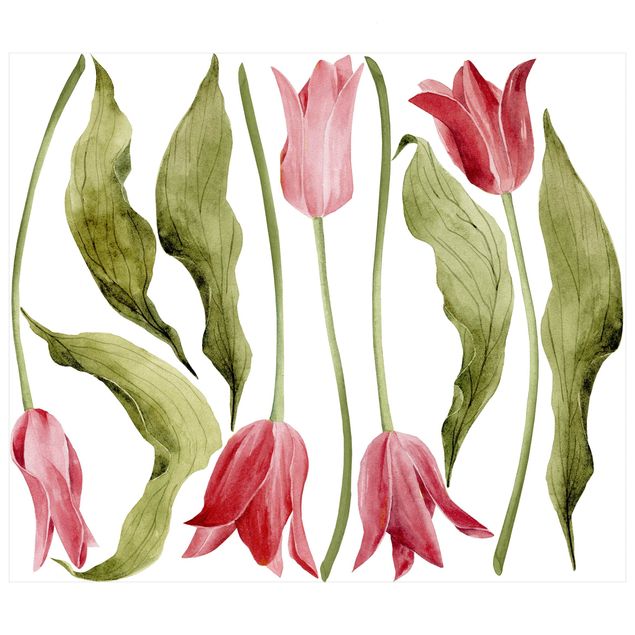 Wall sticker - Red Tulips Watercolour