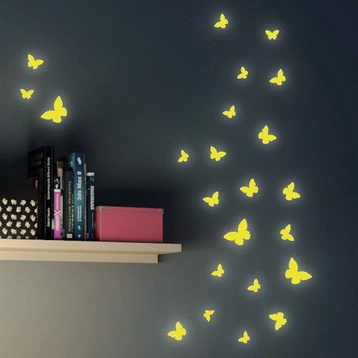 Glow in the dark star wall stickers Butterflies 100 pcsSet