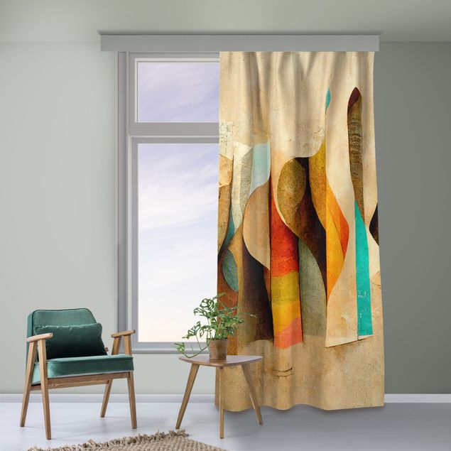 balcony door curtains Warm Stripes Of Colour