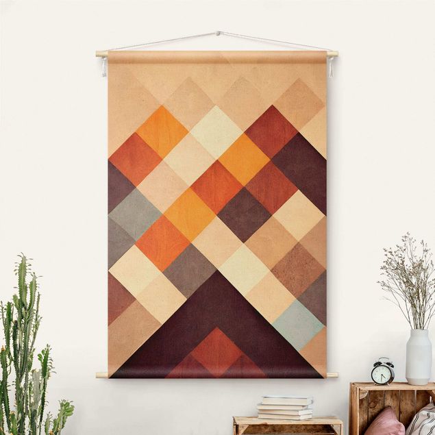 modern tapestry Warm Geometry Pattern
