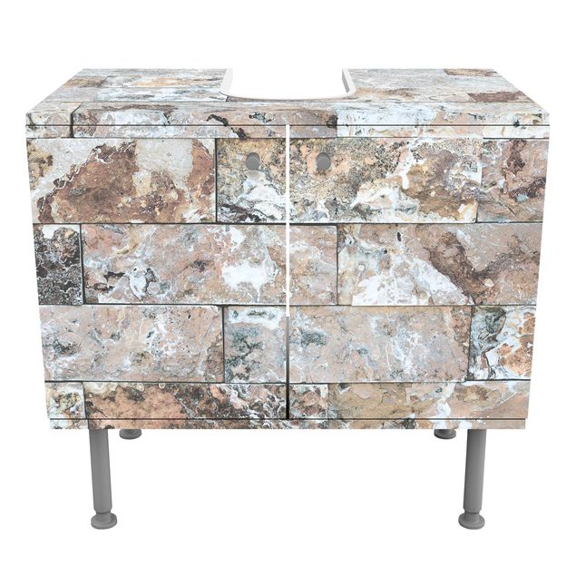 Wash basin cabinet design - Natural Marble Stone Wall