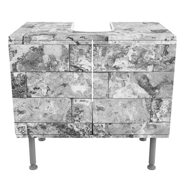 Wash basin cabinet design - Stone Wall Natural Marble Grey