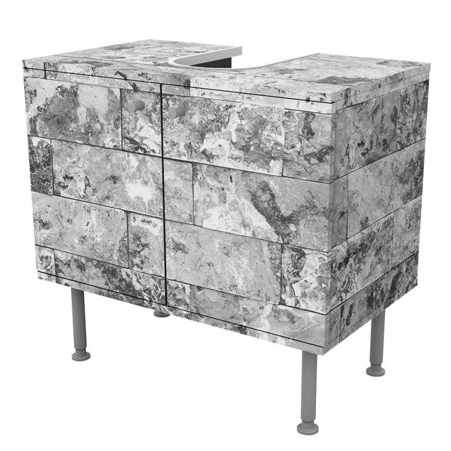 Wash basin cabinet design - Stone Wall Natural Marble Grey