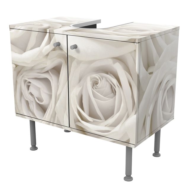 Wash basin cabinet design - White Roses