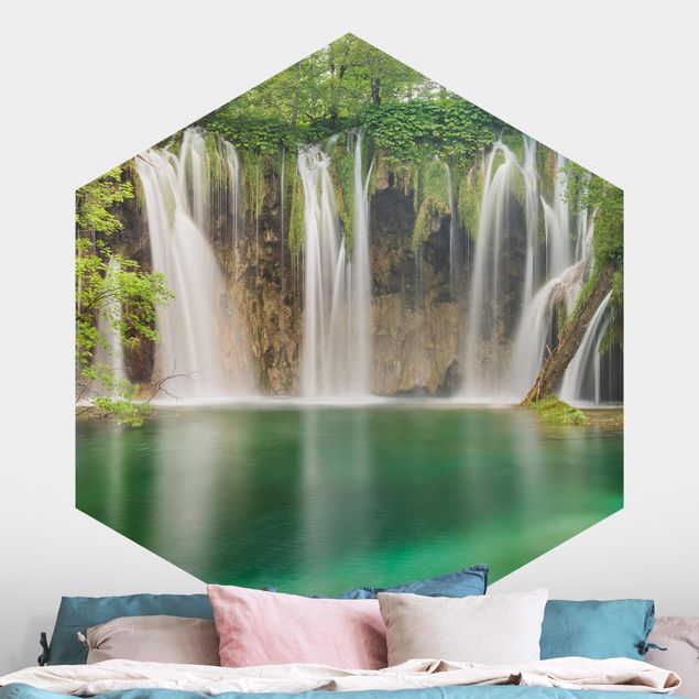 Hexagonal wallpapers Waterfall Plitvice Lakes