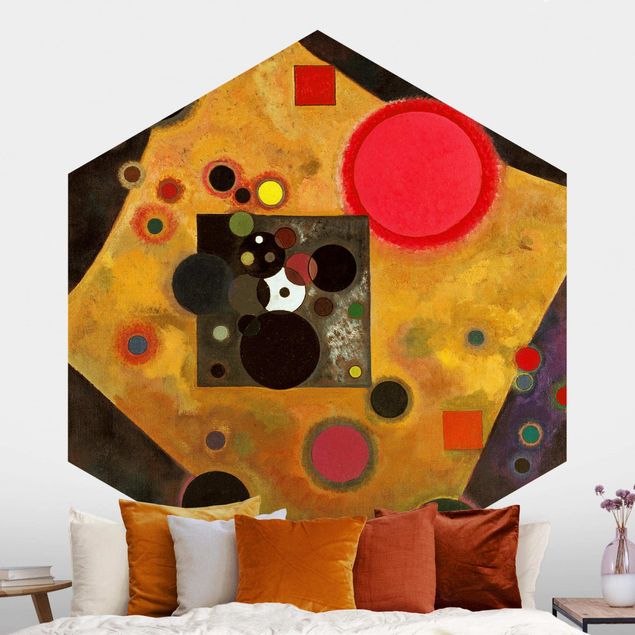 Self-adhesive hexagonal wall mural Wassily Kandinsky - Accent in Pink