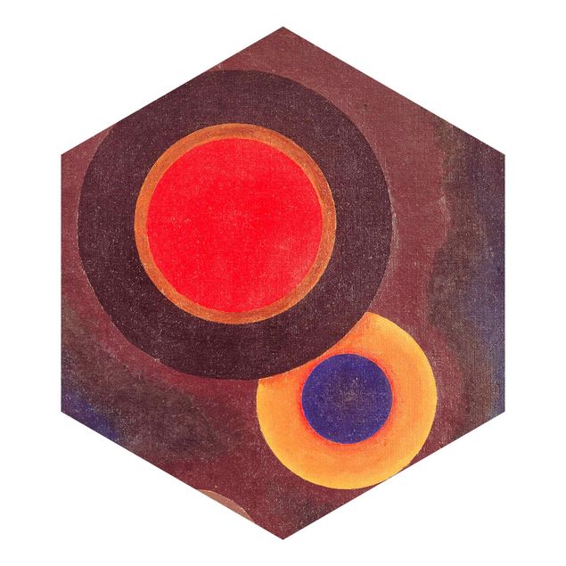 Self-adhesive hexagonal pattern wallpaper - Wassily Kandinsky - Circles And Lines