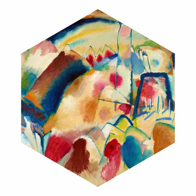 Self-adhesive hexagonal pattern wallpaper - Wassily Kandinsky - Landscape With Church