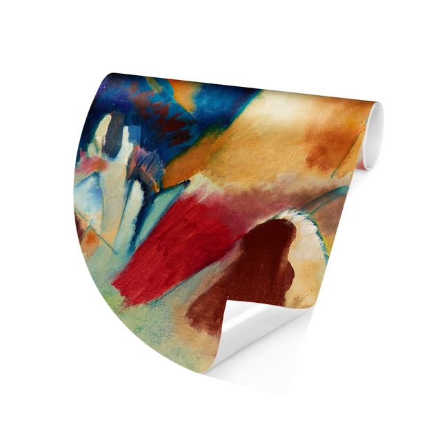 Self-adhesive round wallpaper - Wassily Kandinsky - Landscape With Church (Landscape With Red Spotsi)