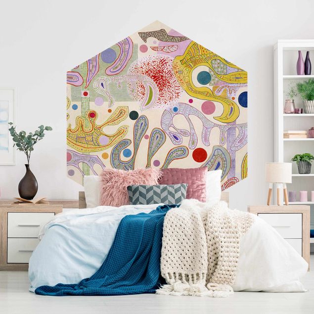 Self-adhesive hexagonal pattern wallpaper - Wassily Kandinsky - Capricious Forms