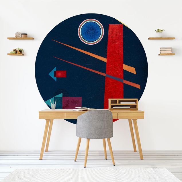Self-adhesive round wallpaper - Wassily Kandinsky - Powerful Red