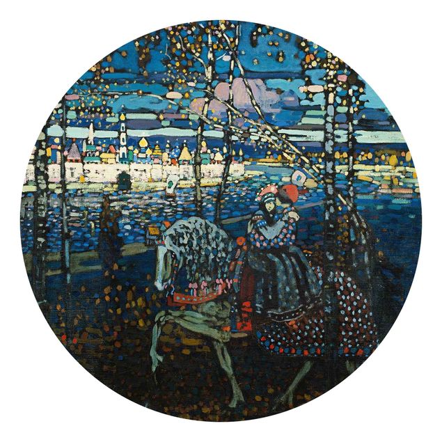 Self-adhesive round wallpaper - Wassily Kandinsky - Riding Paar