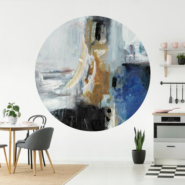 Self-adhesive round wallpaper - Interplay Abstract I