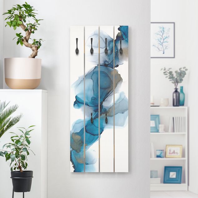 Wooden coat rack - The Wind's Path Blue And Gold