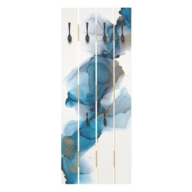 Wooden coat rack - The Wind's Path Blue And Gold