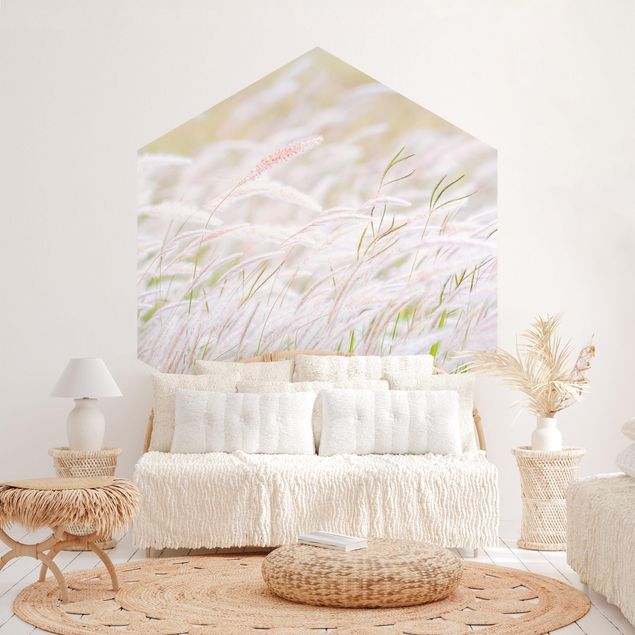 Self-adhesive hexagonal pattern wallpaper - Soft Grasses