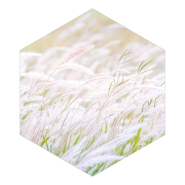 Self-adhesive hexagonal pattern wallpaper - Soft Grasses