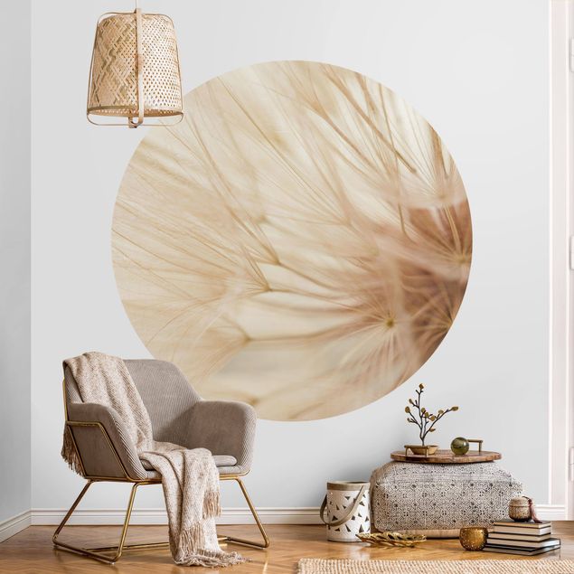 Self-adhesive round wallpaper - Soft Dandelions