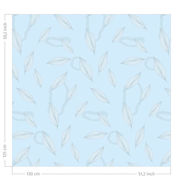 floral curtains Willow Leaves Pattern - Azure