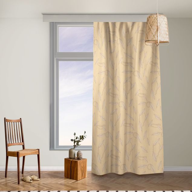 contemporary curtains Willow Leaves Pattern - Pastel Orange