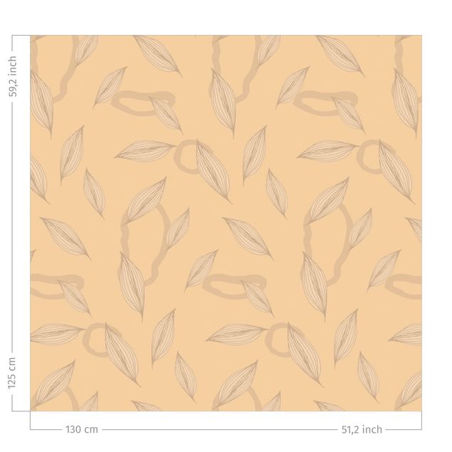 floral drapes Willow Leaves Pattern - Pastel Orange