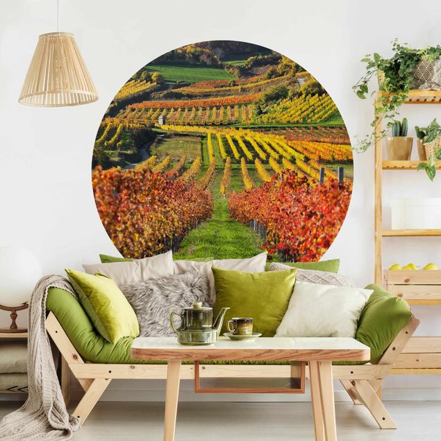 Self-adhesive round wallpaper - Vineyard View
