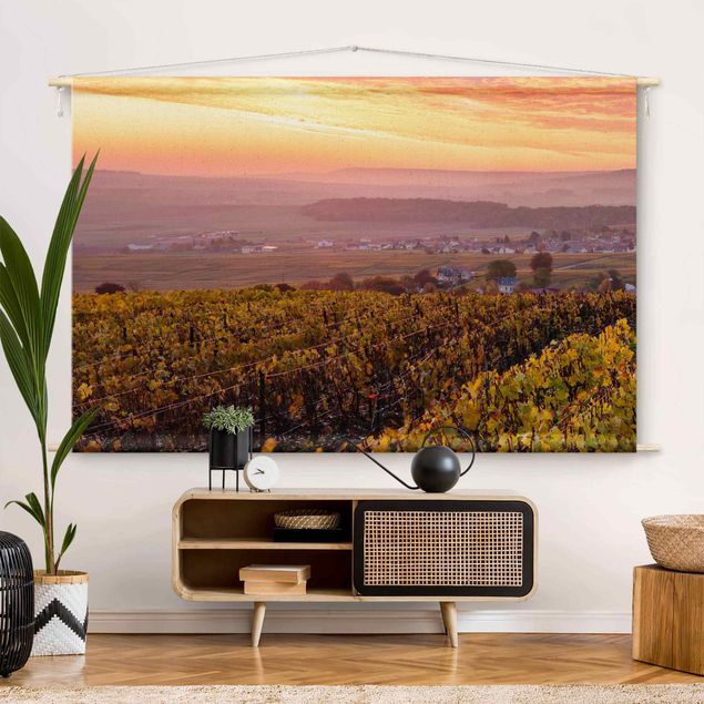 modern wall tapestry Wine Plantations At Sunset