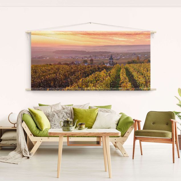 nature wall tapestry Wine Plantations At Sunset