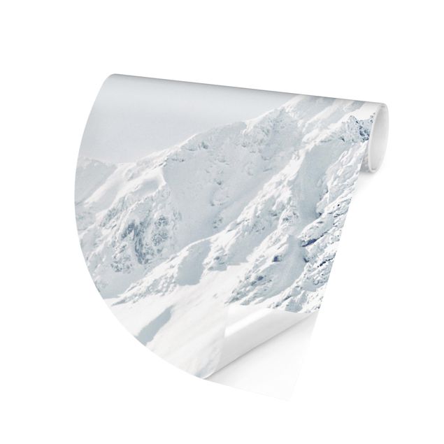 Self-adhesive round wallpaper - White Mountains