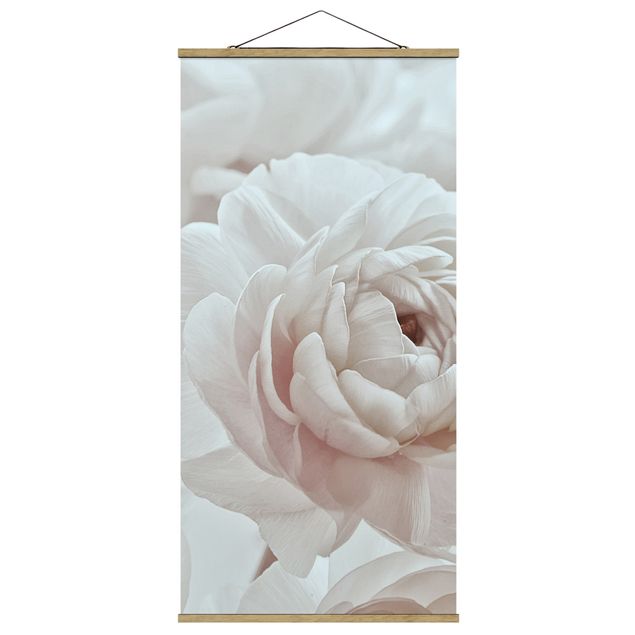 Fabric print with poster hangers - White Flower In An Ocean Of Flowers - Portrait format 1:2