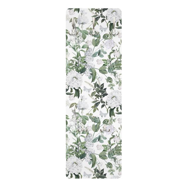 Coat rack modern - White Flowers And Butterflies