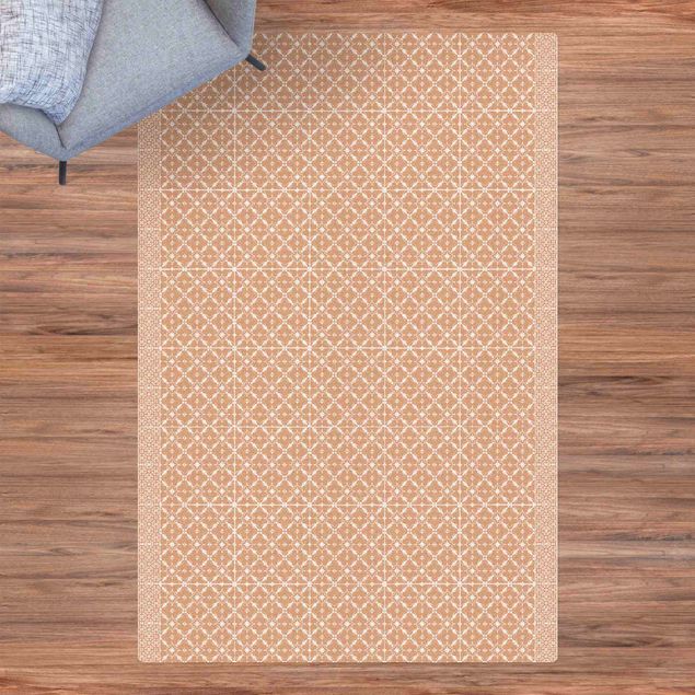 rug tile pattern White Tiles Sun Star With Border