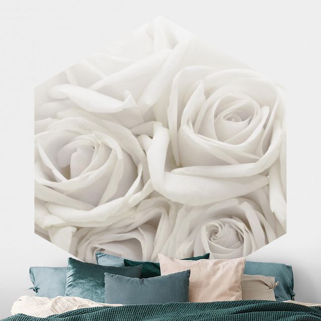Hexagonal wallpapers White Roses