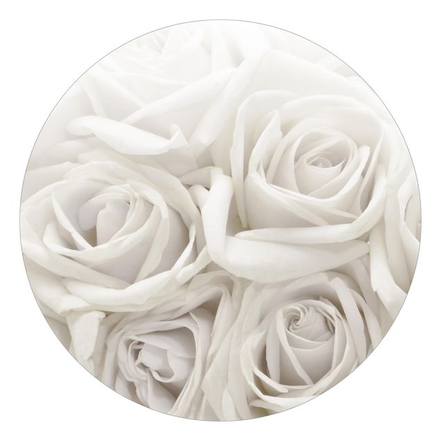 Self-adhesive round wallpaper - White Roses