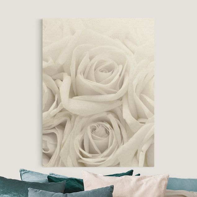 Canvas print gold - White Roses