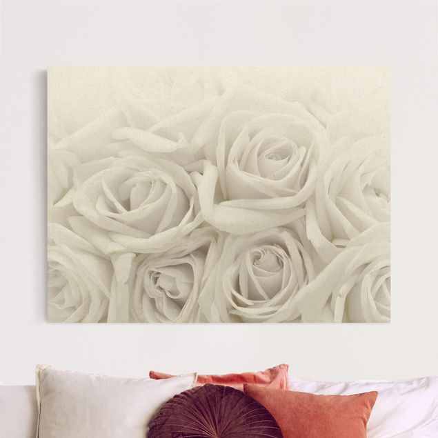 Canvas print gold - White Roses