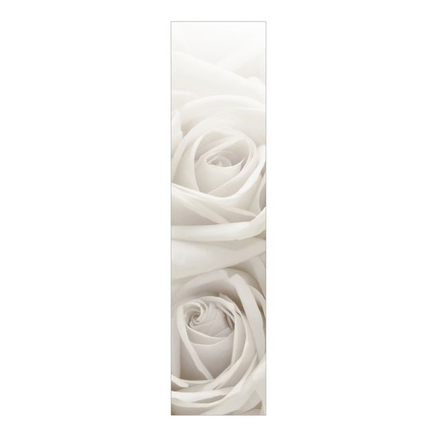 Sliding panel curtains set - White Roses