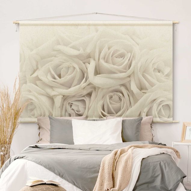 modern wall tapestry White Roses
