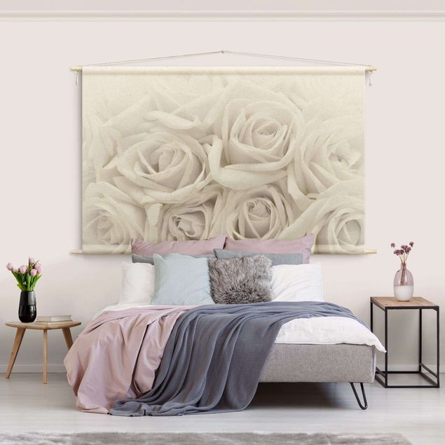 nature wall tapestry White Roses