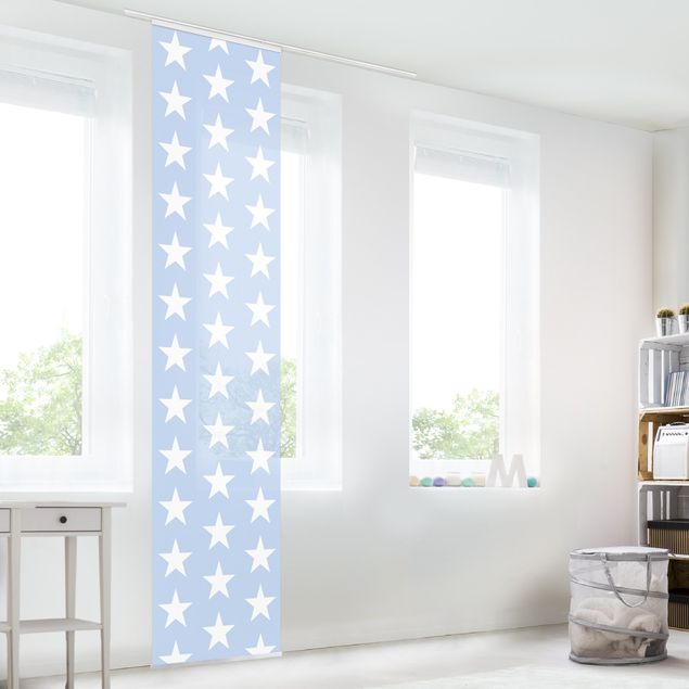 Sliding panel curtains set - White Stars On Blue