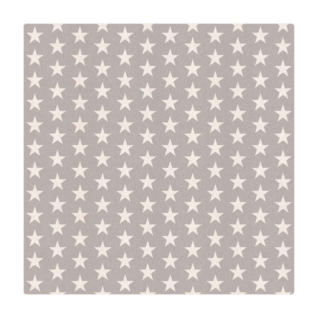 Cork mat - White Stars On Gray Background - Square 1:1