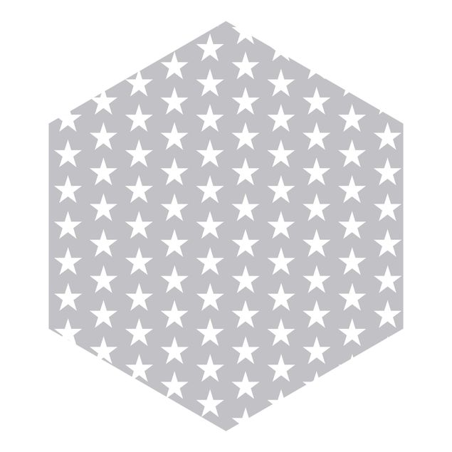 Self-adhesive hexagonal pattern wallpaper - White Stars On Gray Background