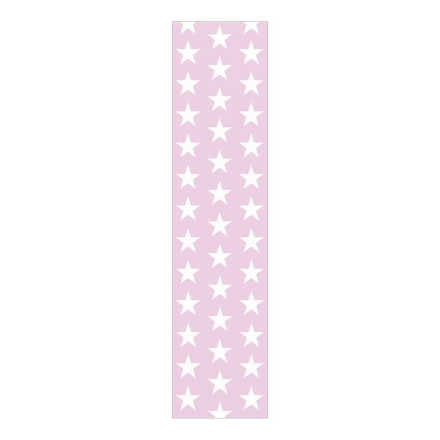 Sliding panel curtains set - White Stars On Light Pink