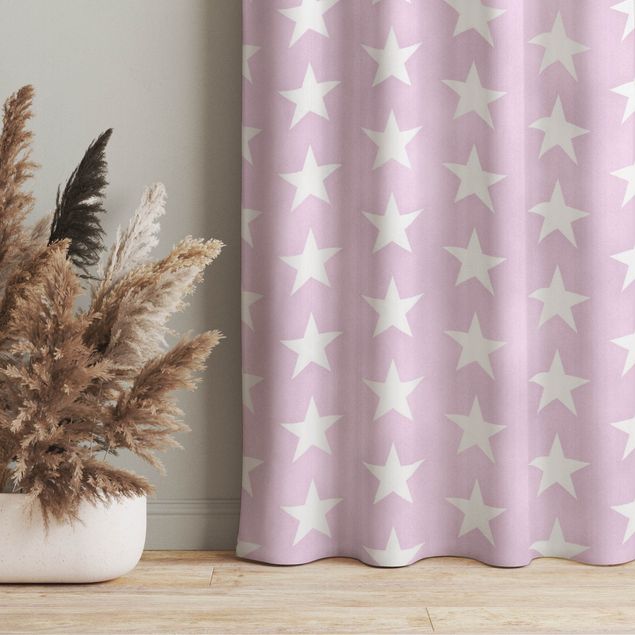 made to measure curtains White Stars On Light Pink