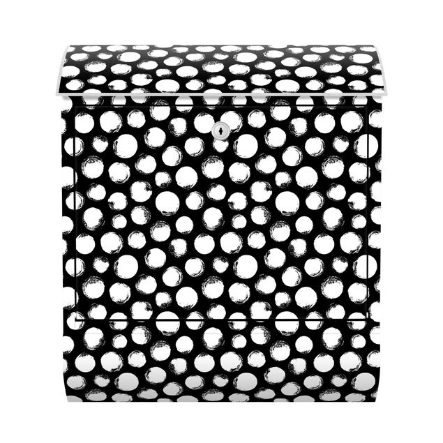 Letterbox - White Ink Polka Dots On Black