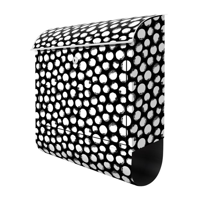 Letterbox - White Ink Polka Dots On Black