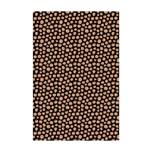 Cork mat - White Ink Polka Dots On Black  - Portrait format 2:3